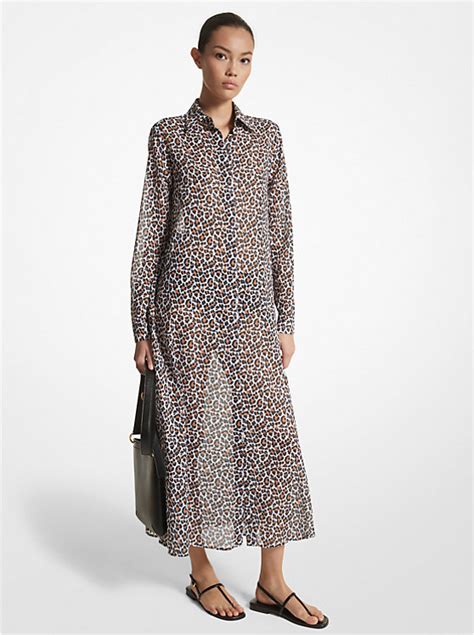 michael michael kors cotton voile dress|Leopard Print Cotton Voile Shirtdress .